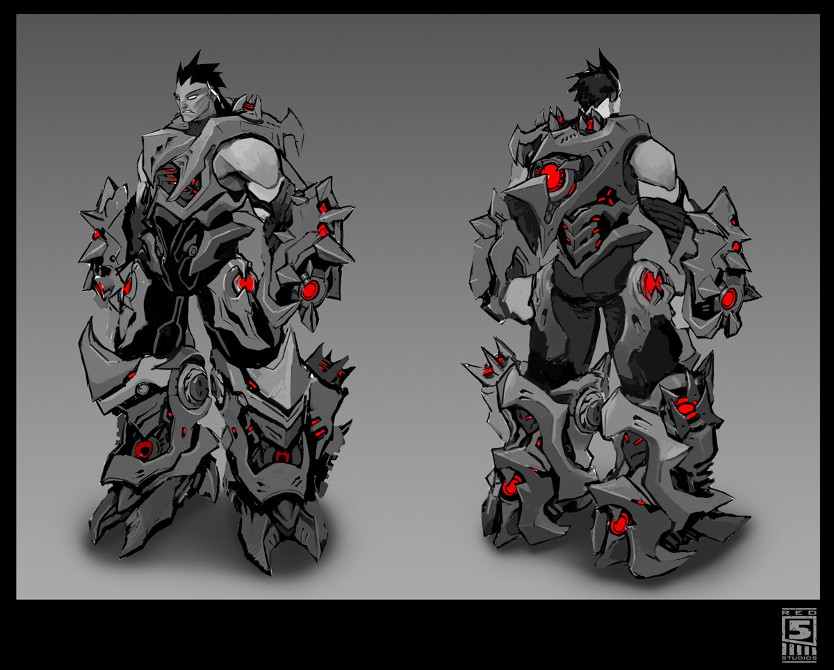 Concept art of a Chosen warrior in dark spiked armor