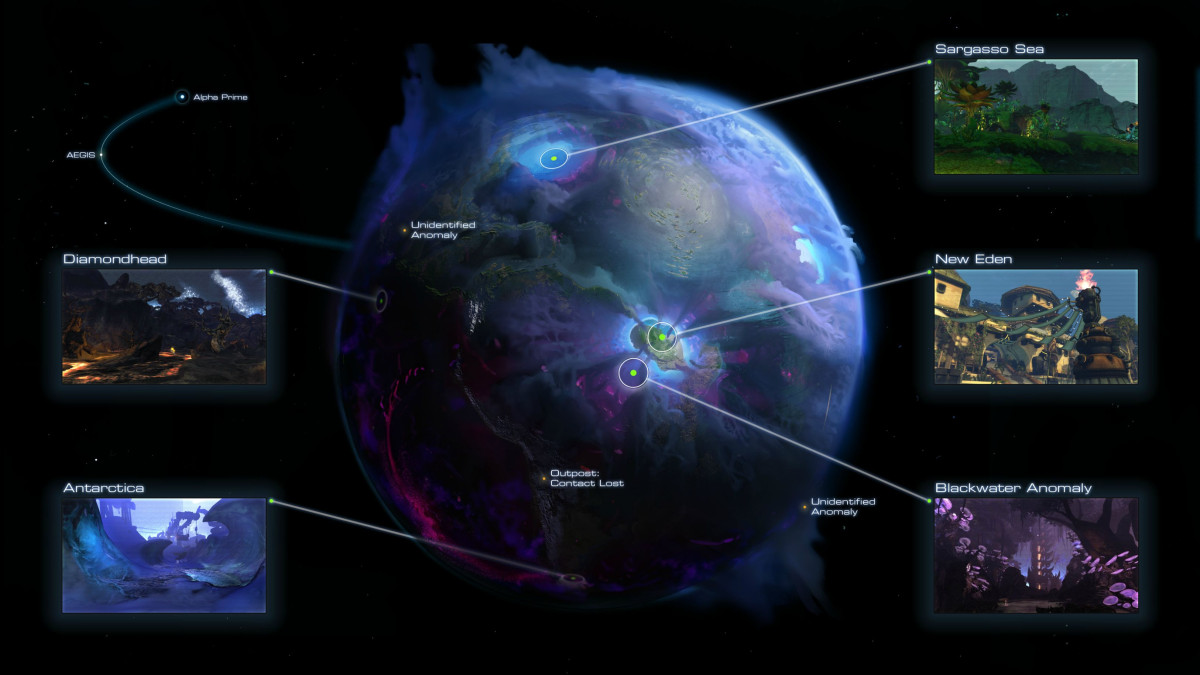 Concept world map of Earth covered by the Melding, with zone callouts
