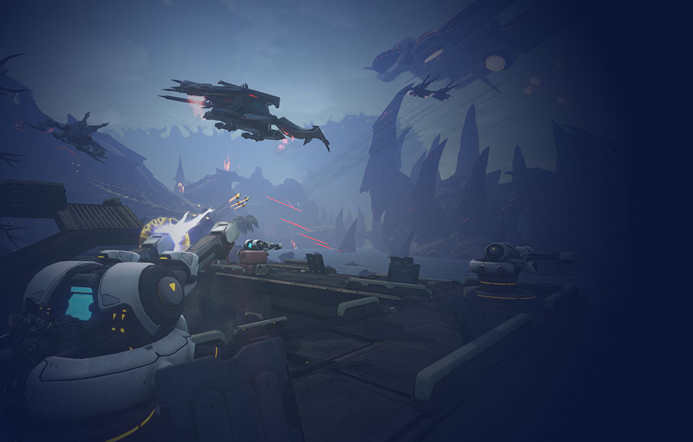 Chosen warships over an Accord turret defense