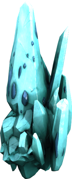 A cluster of pale blue crystite crystals