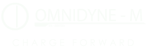 Logo of Omnidyne-M with the slogan Charge Forward