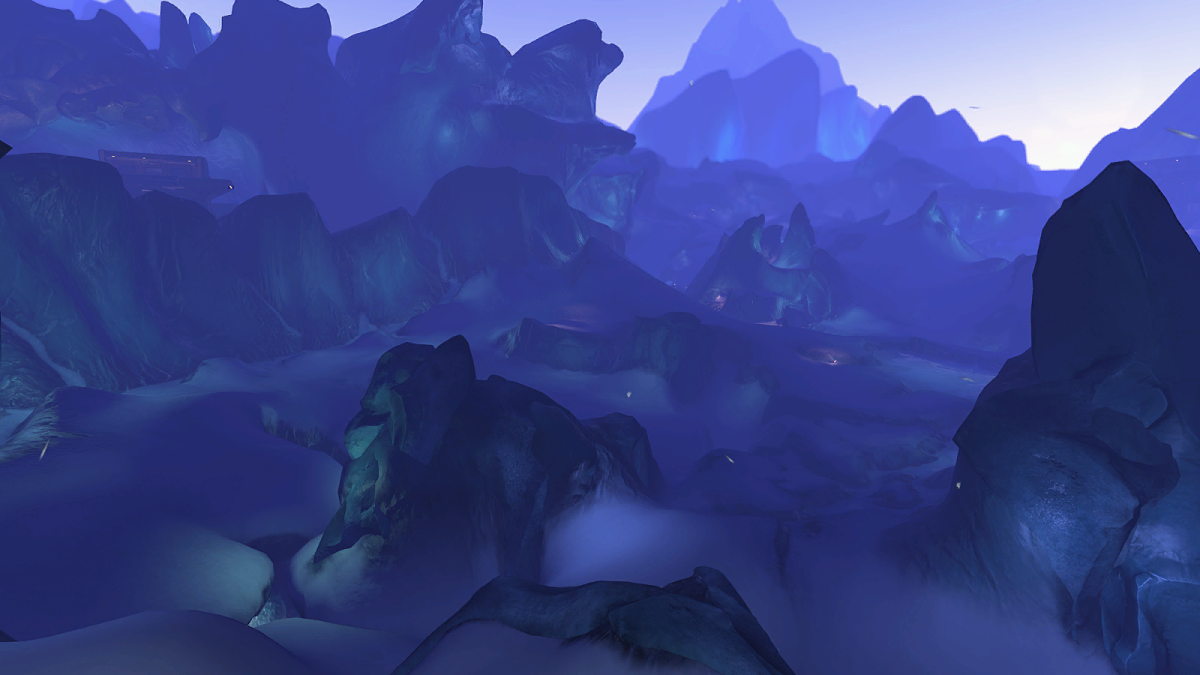 Screenshot of blue ice mountains in Antarctica